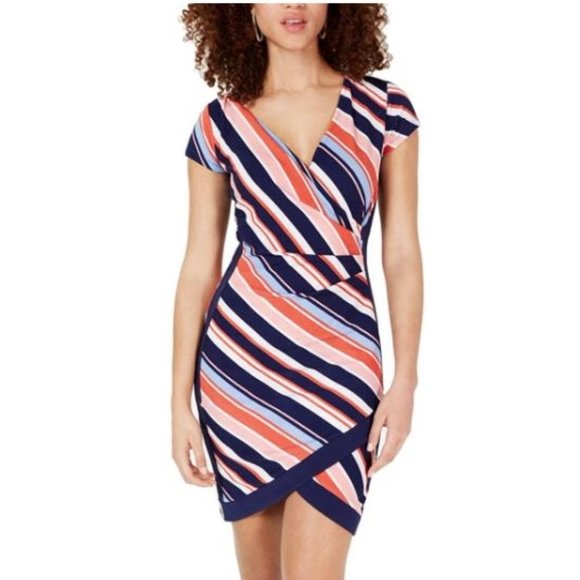 Crave Fame Junior XXS Navy Stripe Dress NWT BW67 - Picture 1 of 6